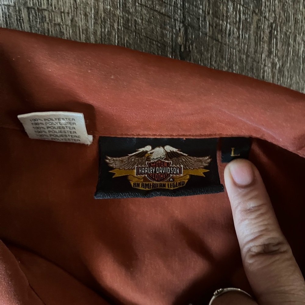 Harley Davidson Men's Orange and Brown Shirt Size Large - Picture 4 of 6